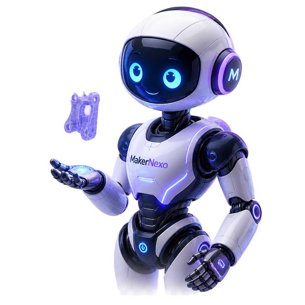 Mascote MakerNexo apresentando o ecossistema